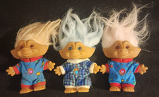 Vintage 1990's Ace Novelty Treasure Troll Gem Dolls Lot of 3 W/ Clothes Nice