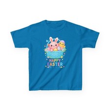 Cute Axolotl and Chick Happy Easter Kids Tee