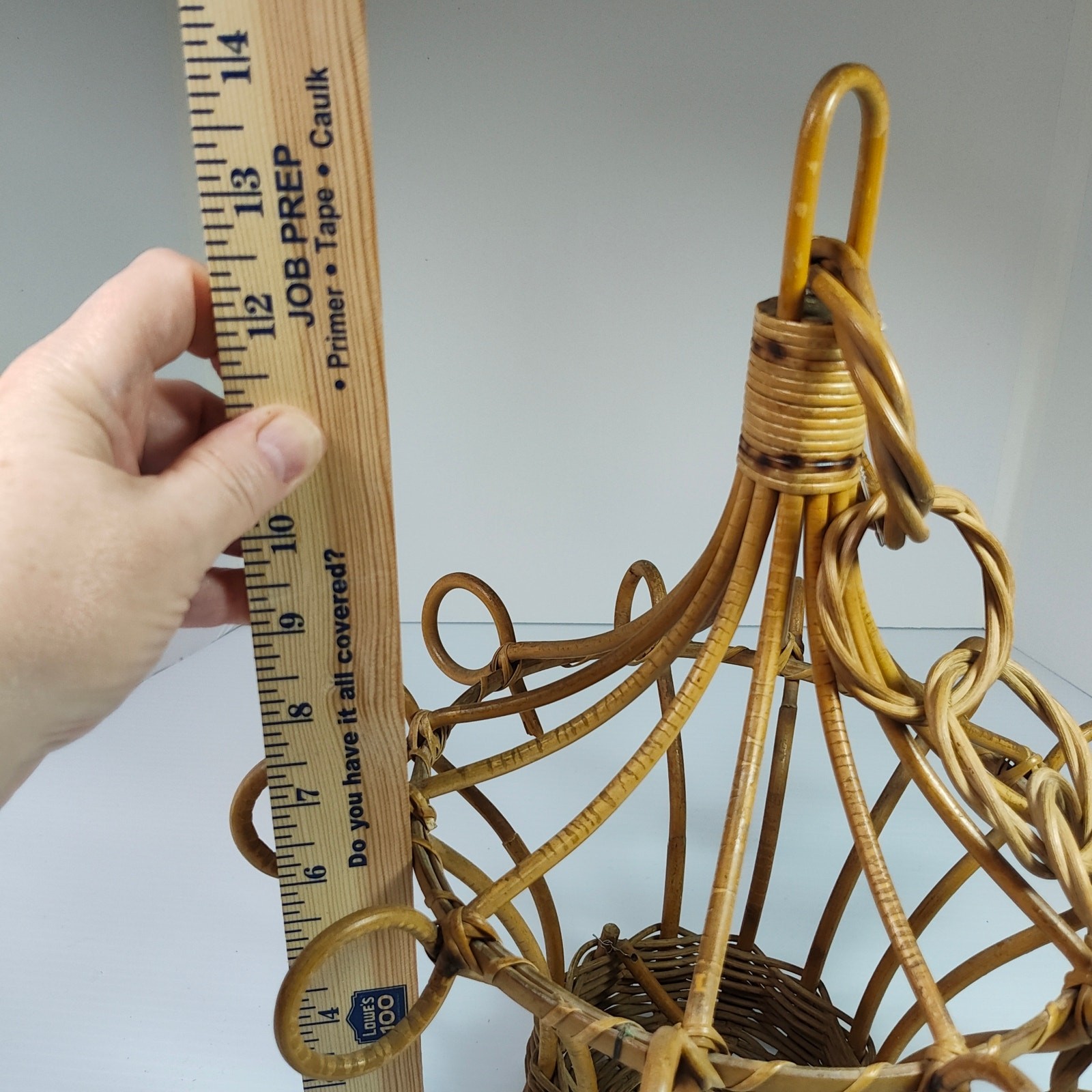 Vintage Decorative Rattan Bird Cage Bohemian, Rustic, Asian, Mid Century