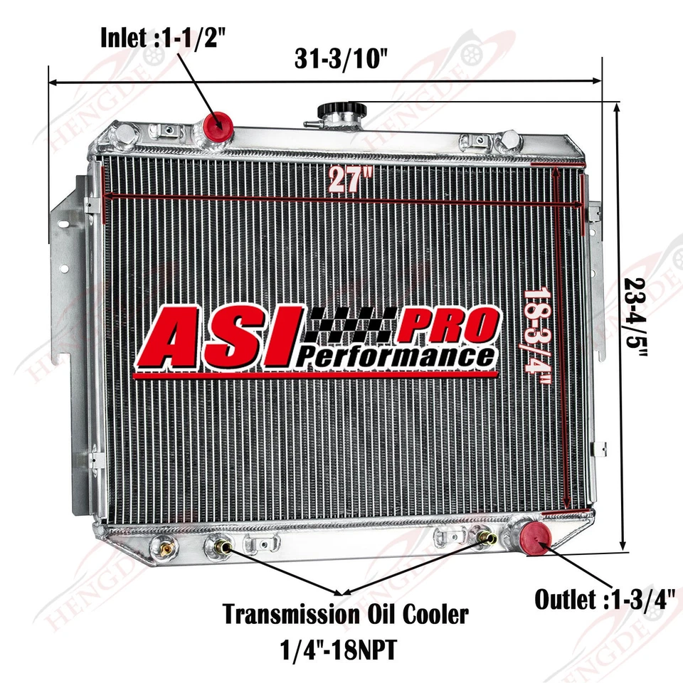 Radiador de 4 filas para Dodge B150 B250 B350 1984-85 1999-03 Ram 1500 2500 3500 AT Foto 2 de 4