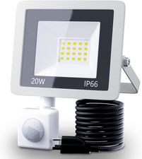 20W Plug in LED Motion Sensor Flood Light, PIR Induction Lamp, Dusk to Dawn Outd