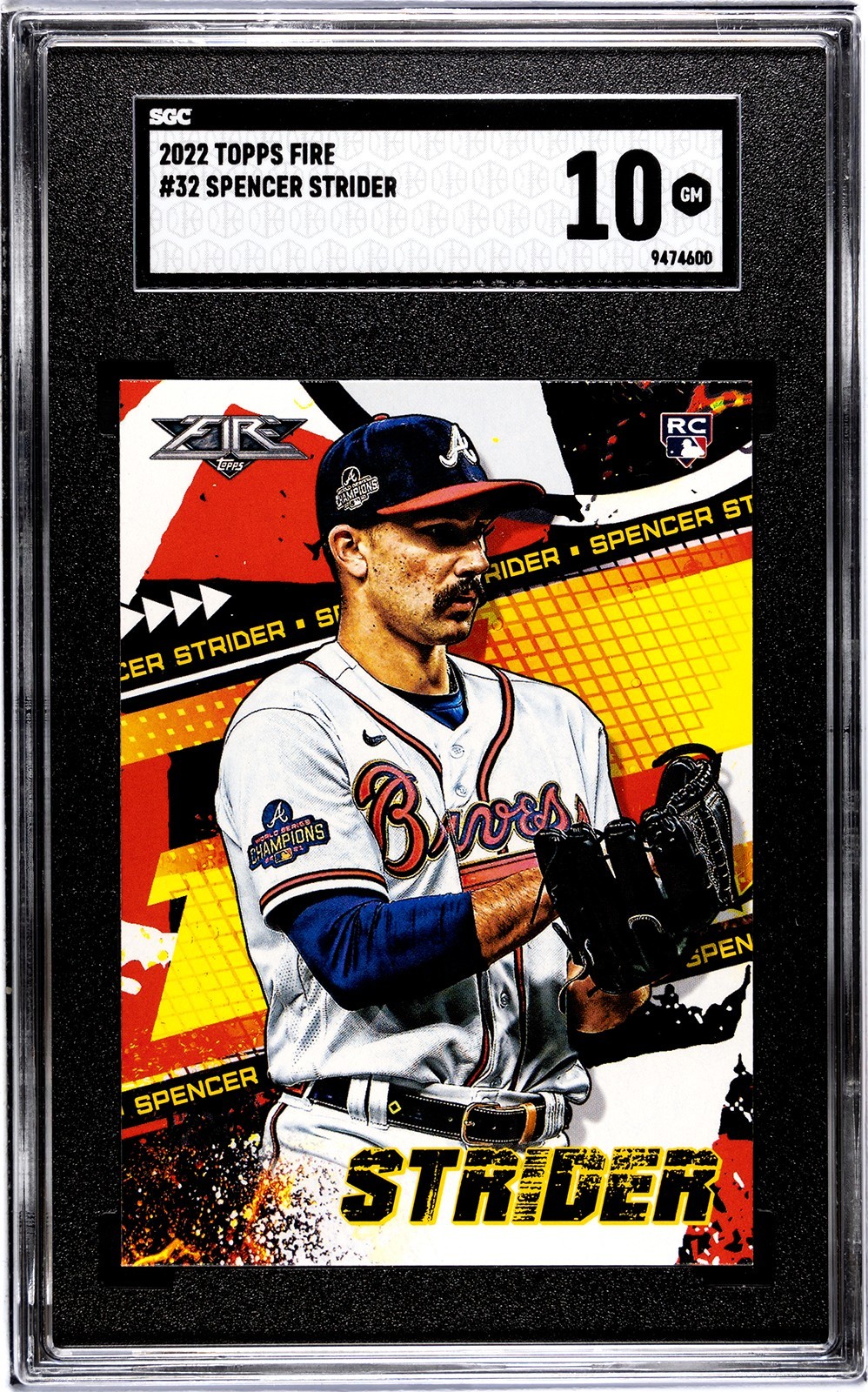 2022 Topps Fire #32 Spencer Strider Rookie SGC 10 GEM MINT RC