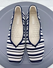 Vivaia Shoes Mabel Square Toe All- Day Standing Womens 7/ 37.5 Navy Ivory Stripe