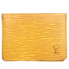 Auth Louis Vuitton Porte 2 Cartes Vertical Pass Holder Epi Card Case M63209