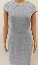 H&M Grey Black Sheath Work Dress Size 10 Cap Sleeve Business Pencil