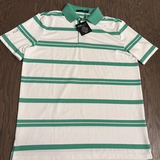 Rlx Ralph Lauren Golf Polo Shirt Mens Green Striped Performance Stretch Medium M