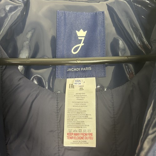 JACADI PARIS Girl Patent Raincoat Navy Blue Flower Floral Girl’s Size 10 Outdoor - Picture 8 of 10