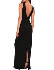 Black plunge neck line maxi dress. Forever 21. Medium