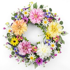 22 Inch Spring Wreaths for Front Door Colorful Spring Wreath Artificial Flora...
