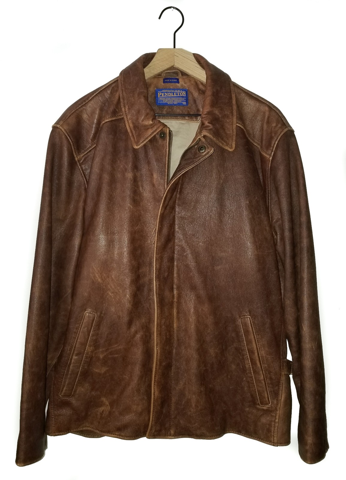 PENDLETON Leather Centennial Bomber Jacket Brown … - image 15