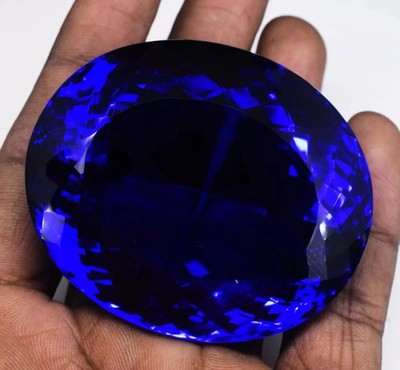 260 + Karat Oval Glänzend Blau Tansanit Natürlich Zertifiziert Lose Edelstein
