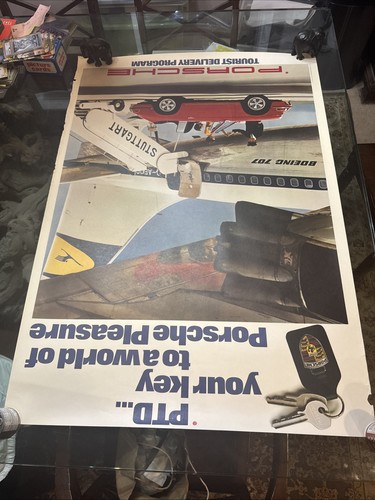 1967 Porsche Factory Tourist Delivery showroom poster ~ ORIGINAL