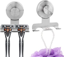 2 Pack Suction Cup Razor Holder for Shower, Stainless Steel Shower Hooks