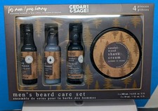 New Cedar  Sage Men  s Beard Care Set Sandalwood 4pc Grooming Gift Kit