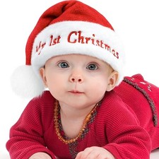 My First Christmas Hat Baby Santa Hat, Plush Toddler Xmas Holiday Luxury Soft Sa