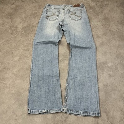 Vintage Y2K Bootcut Jeans M Blau Bestickt Damen Lowwaist Flared Miss Me Style