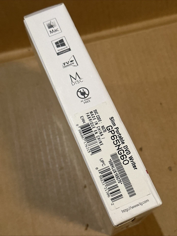 NUEVO LG Externo UltraSlim Portátil Grabadora de DVD Mac y Windows Dorado GP65NG60 M Disco Foto 2 de 4