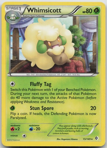 Whimsicott 15/149 Rare Boundaries Crossed Pokemon LP/MP