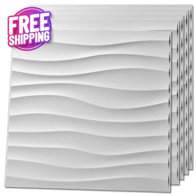 12 Pack 3D Wave Design Wall Panels 19.7''X19.7'' PVC Panel for Interior Wall Decor