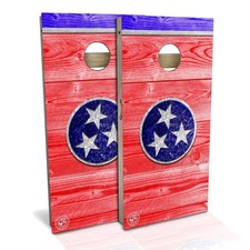 Tennessee Flag Cornhole Boards Skip's Garage Premium Poplar Wood Set
