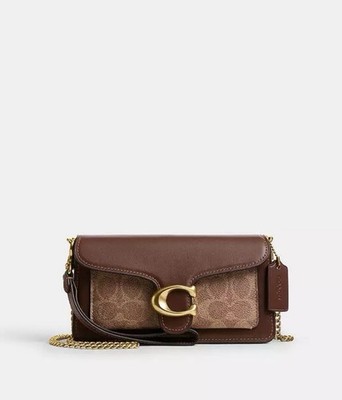 新品　COACH　バッグ　茶 Coach Official Tabby Chain Crossbody Bag 19 in Signature Canvas
