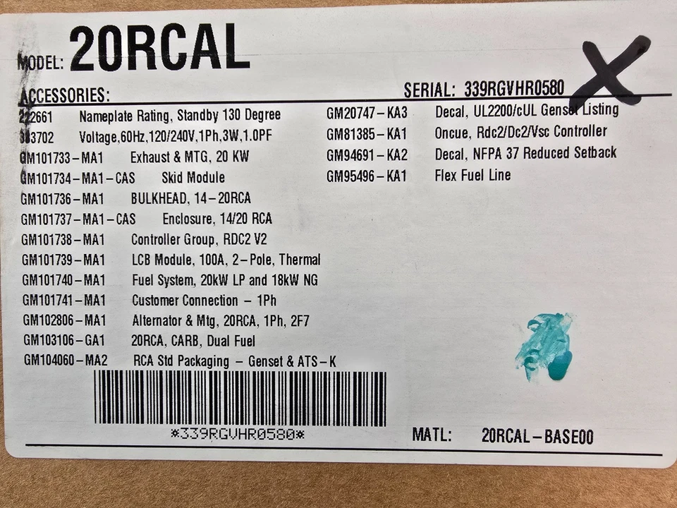 NEW 2021 20 KW Enclosed Kohler 20RCAL Natural Gas Propane Generator 240V 1Phase - Image 4 of 4