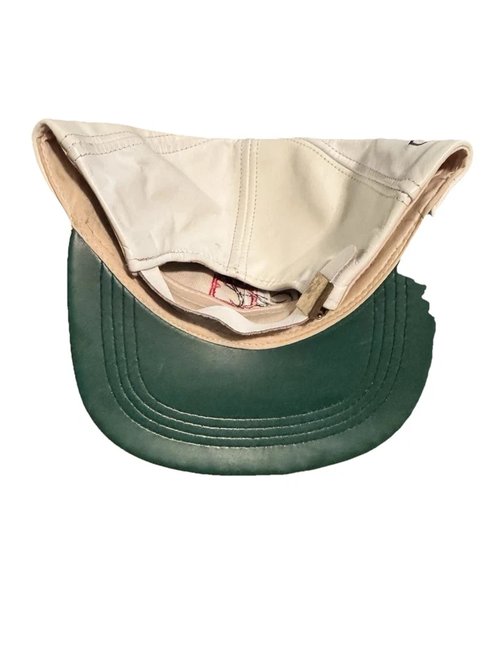 Tommy Hilfiger Vintage Para Hombre Cuero Marrón Bordado Logo Gorra Sombrero Correa Trasera Foto 2 de 4