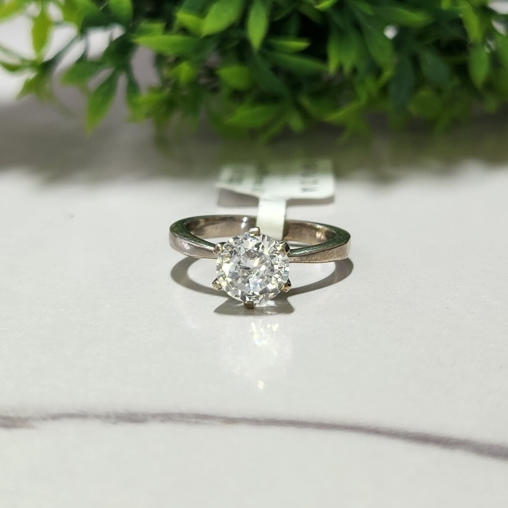 925 Sterling Silver Single Solitaire Ring - image 2