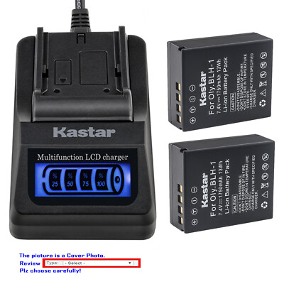Kastar BLH-1 Decoded Battery LCD Quick Charger for Olympus OM-D EM1 Mark III