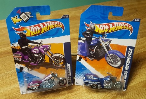 Hot Wheels Bad Bagger Chopper Purple & Boss Hoss Motorcycle Blue 1:64 Lot of 2 - Picture 2 of 12