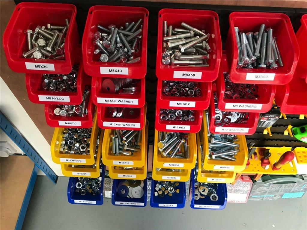 1,830 PIECE M8, M10, & M12 NUT + BOLT + WASHER ASSORTMENT