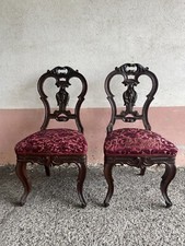 COPPIA SEDIE ANTICHE LUIGI FILIPPO '800 IN LEGNO INTAGLIATO. Disponibili 2 sedie