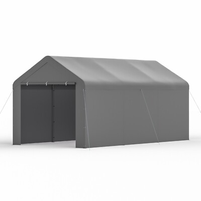 Outdoor Grey Carport 10'x20' Heavy Duty Canopy Shed Portable Garage Party Tent