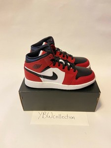 *FREE SHIP* Jordan 1 Mid Chicago Toe GS BLACK/RED/WHITE 554725-069 | eBay