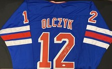 Eddie Olczyk New York Rangers Signed Auto Pro Style Retro Jersey ~ JSA COA