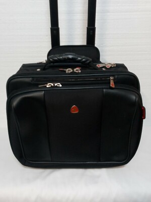 Beverly Hill Polo Club Black Rolling Luggage Office Bag 4 Compartments 18x15x9 