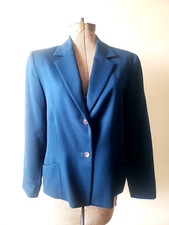 Pendleton Blazer Jacket Classic Royal Blue Pure Virgin Wool Size 12