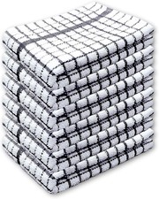 6x Large Terry Tea Towels 45x65cm – 100% Cotton Luxury Check Soft Kitchen Towels