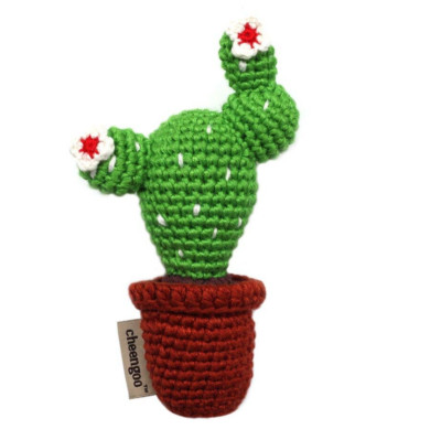 Cheengoo Organic Baby Rattle Cactus Crochet Handmade Eco Friendly Bamboo Toy