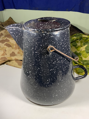 WW2 USN Vollrath Co Blue Enamel Coffee Pot 12