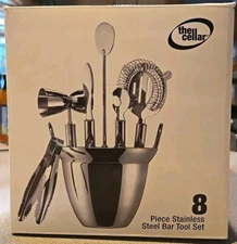 Bar Tool Set Bartender Kit with Stainless Steel Ice Bucket,  8 Piece, The Cellar