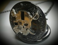 Vintage Style Pocket Watch Custom Raider skull