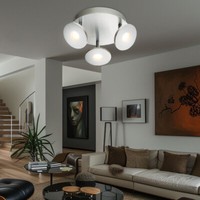 Decken Leuchte Spot Lampe Rondell Alu Opal Wohn Ess Zimmer Led Beleuchtung Rund