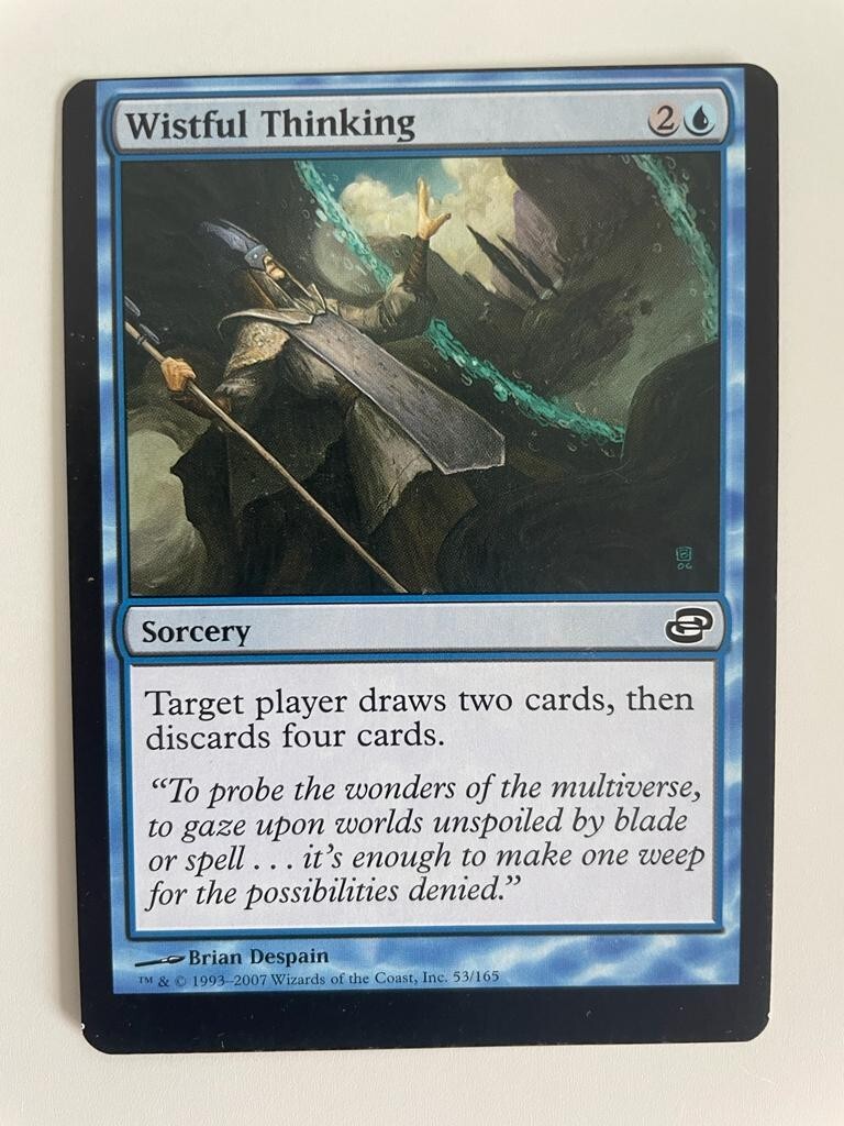 MTG MISPRINT MISCUT ERROR PLANAR CHAOS WISTFUL THINKING OFF CENTER BLUE  COMMON
