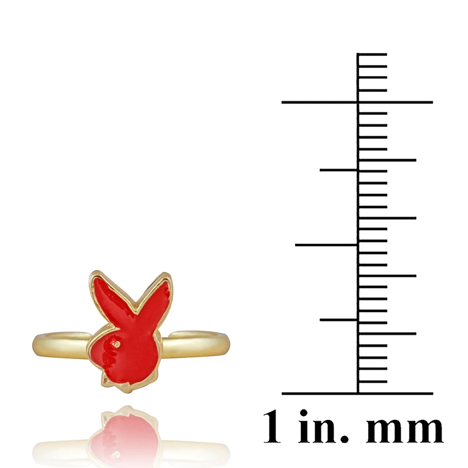 Gold Über 925 Silber Rot Emaille Bunny Zehen Ring - Bild 2 von 3