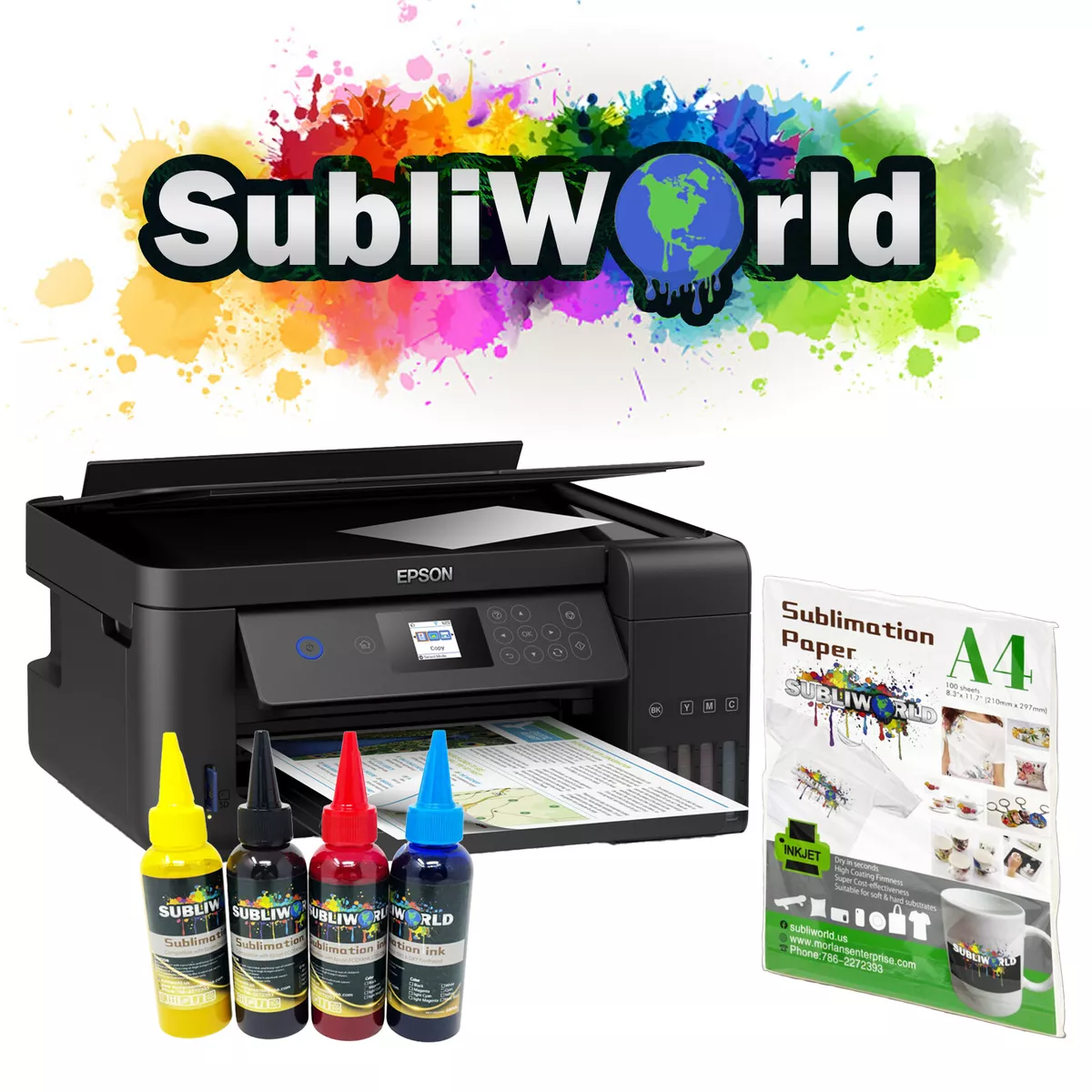 Epson Printer With Sublimation Ink, Sublimation Printer Bundle with  Sublipaper