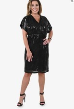 NEW NWT Tamsy V-Neck Black Sequin Dress Size 3XL
