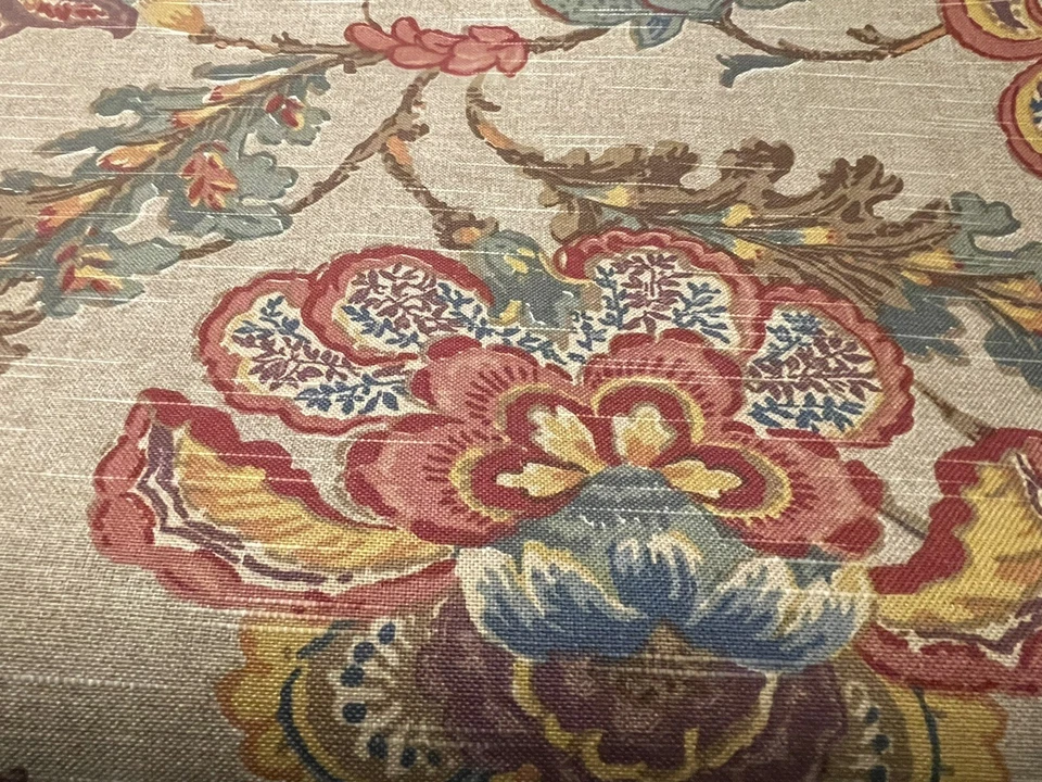 Kravet Vintage Cabala Printed Cotton Linen Fabric BTY Teflon Coated 14 Screens - Image 3 of 4