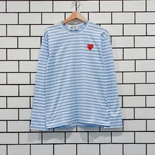 COMME DES GARCONS CDG PLAY PASTELLE STRIPED LS TEE AZ-T278-051-1