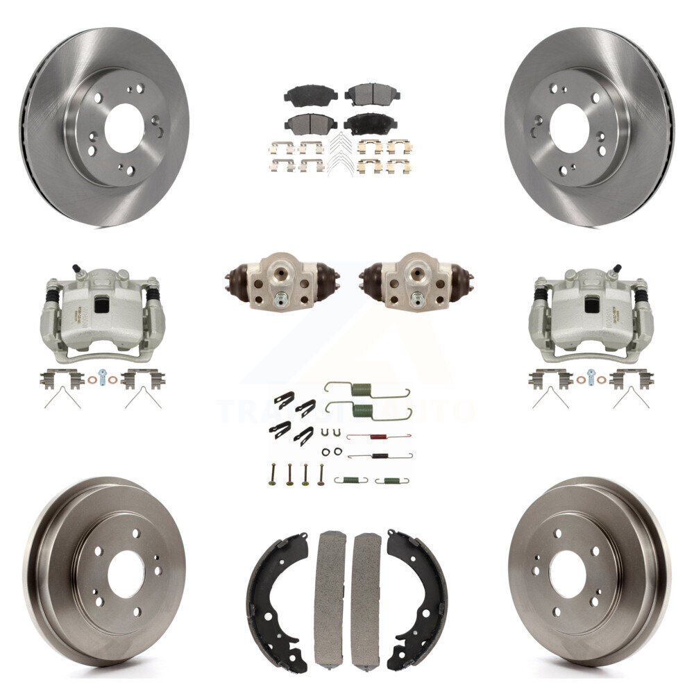 Brake Caliper Rotor Drum Ceramic Pad Shoe Cylinder Hardware Complete Front and Rear Kit for Enhanced Braking Performance